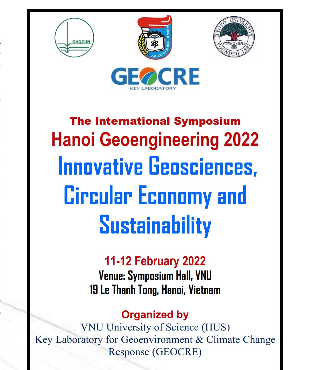 [THÔNG BÁO] Hội nghị Khoa học Quốc tế Hanoi Geoengineering 2022